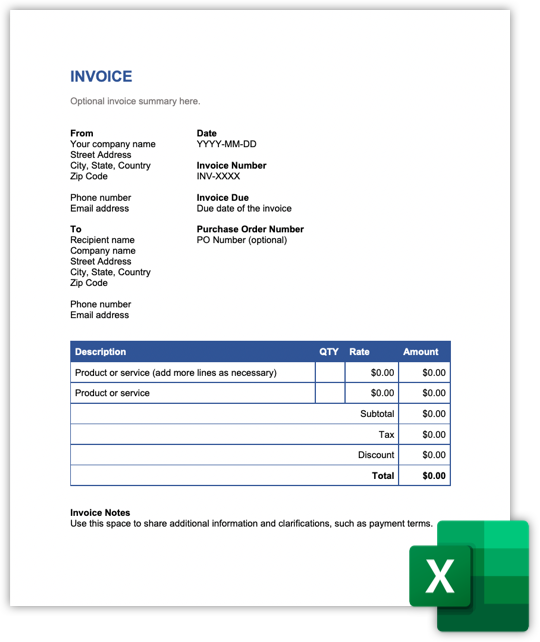 excel templates for invoices